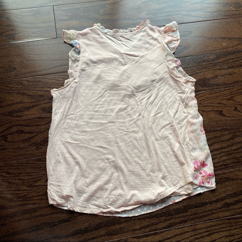 LC Lauren Conrad Pink Floral Ruffle Tank - Picture 3 of 8
